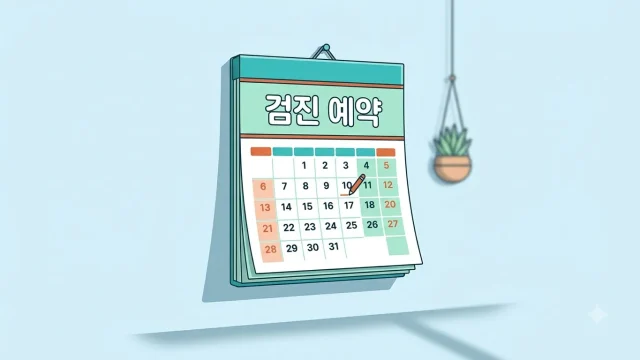 건강검진 예약 일정을 표시한 달력 일러스트