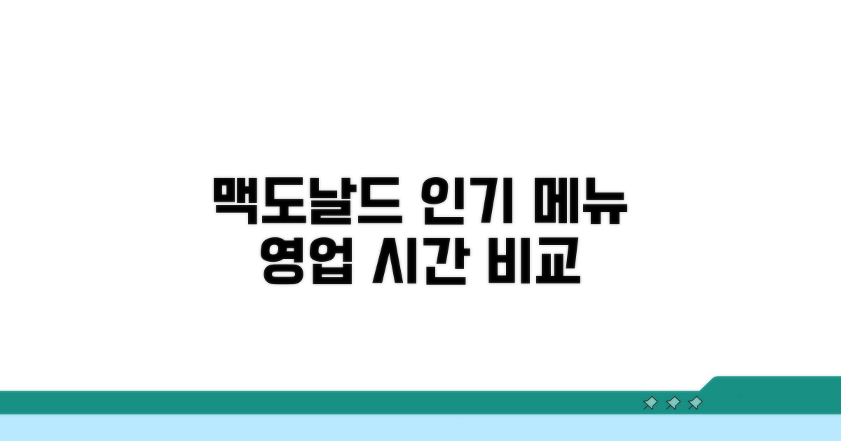 맥도날드 인기 메뉴 영업 시간 비교