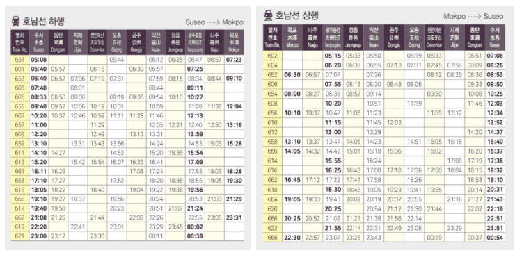 SRT-시간표